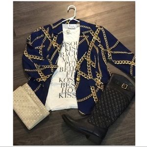 Stunning blue blazer chain design